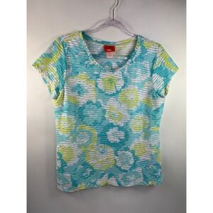 Hearts of‎ Palm Blouse Women's Sz M Multi 3/4 Sleeve Sequin Scoop Neckline